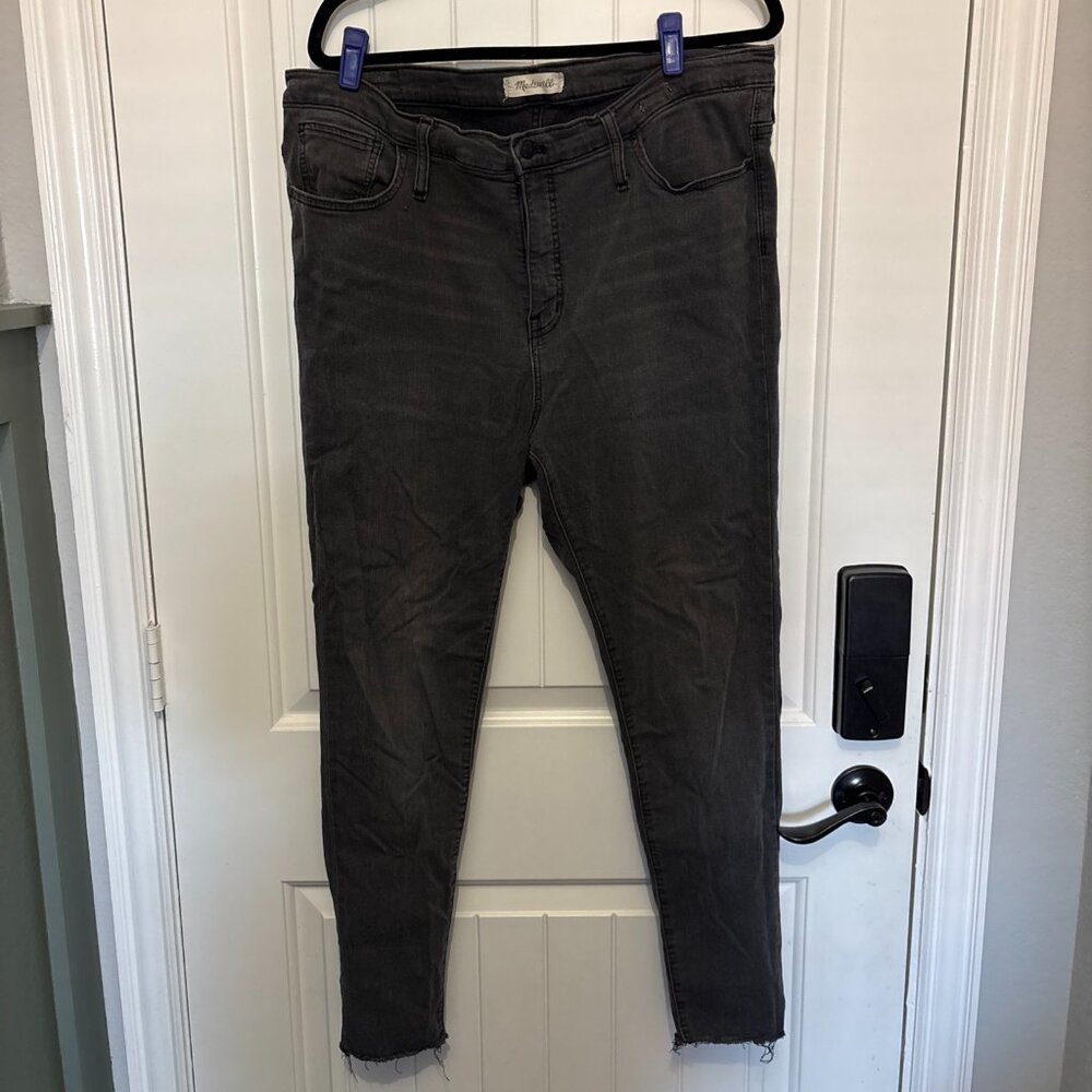 Madewell Roadtripper Skinny Jeans Womens 34 Black Denim High Rise Pockets Casual